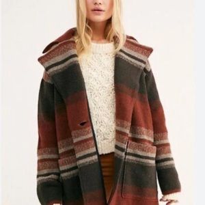 Free People Striped Brown and Gray Coat